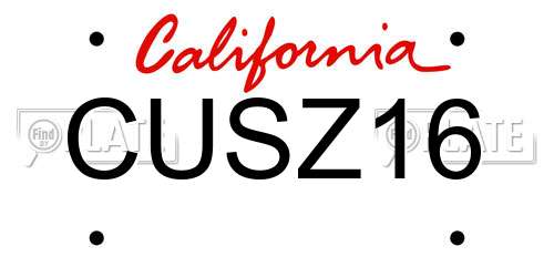 CUSZ16 California License Plate