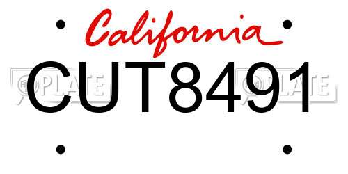 CUT8491 California License Plate