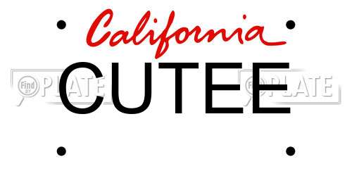 CUTEE California License Plate
