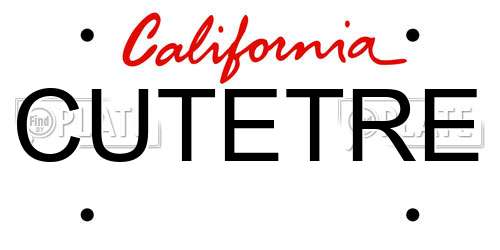 CUTETRE California License Plate