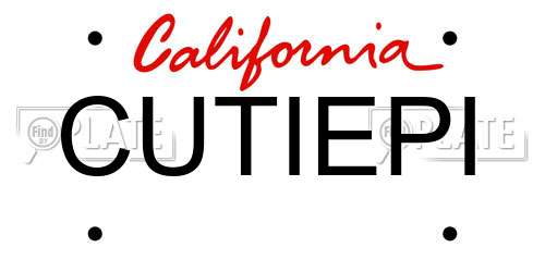 CUTIEPI California License Plate