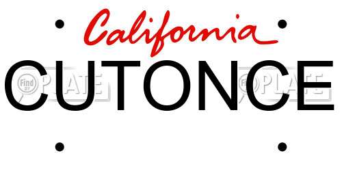 CUTONCE California License Plate