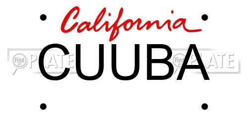 CUUBA California License Plate