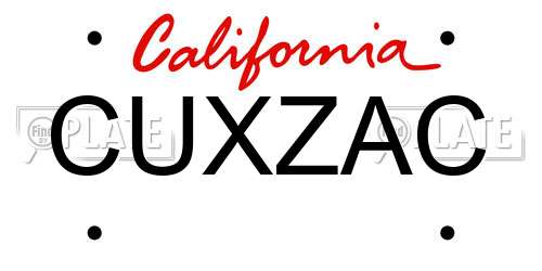 CUXZAC California License Plate