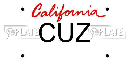 CUZ California License Plate