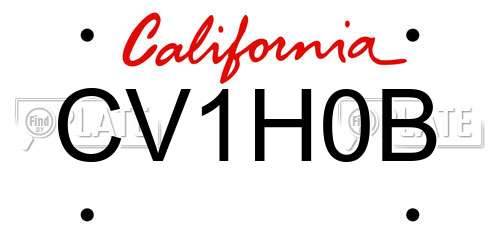 CV1H0B California License Plate