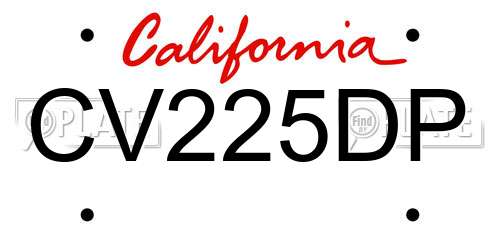 CV225DP California License Plate