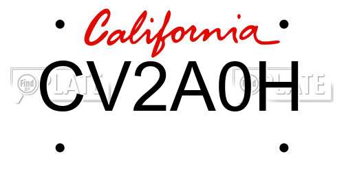 CV2A0H California License Plate