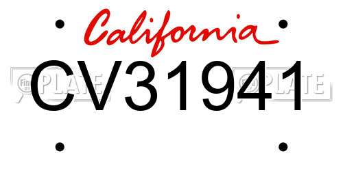CV31941 California License Plate