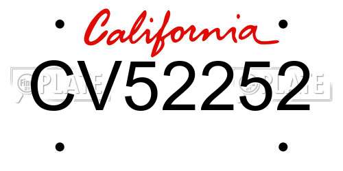 CV52252 California License Plate