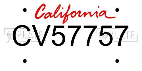 CV57757 California License Plate
