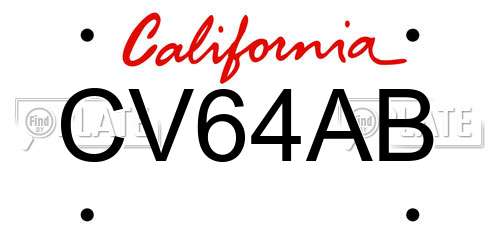 CV64AB California License Plate