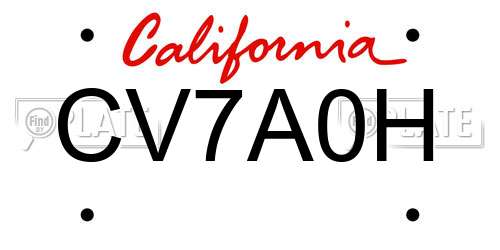 CV7A0H California License Plate