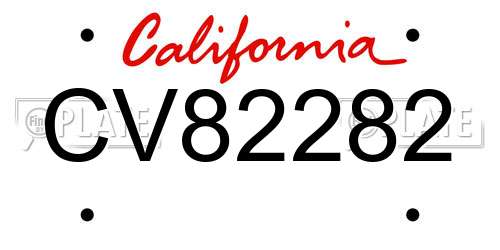 CV82282 California License Plate