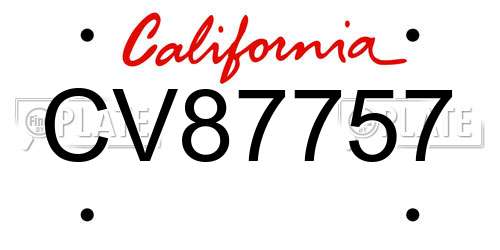 CV87757 California License Plate
