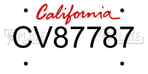 CV87787 California License Plate