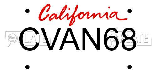 CVAN68 California License Plate