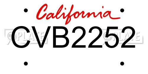 CVB2252 California License Plate