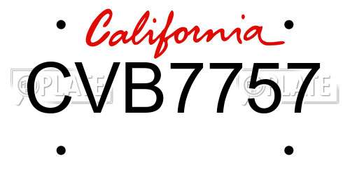 CVB7757 California License Plate