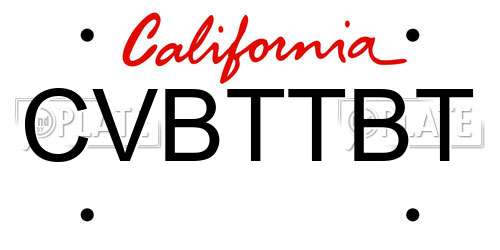 CVBTTBT California License Plate