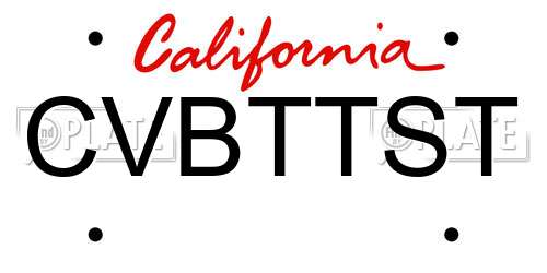 CVBTTST California License Plate