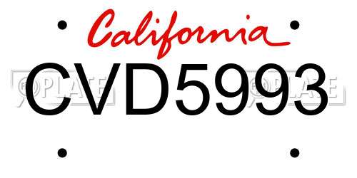 CVD5993 California License Plate