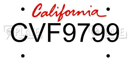 CVF9799 California License Plate
