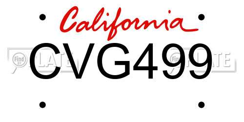 CVG499 California License Plate