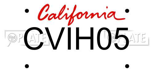 CVIH05 California License Plate