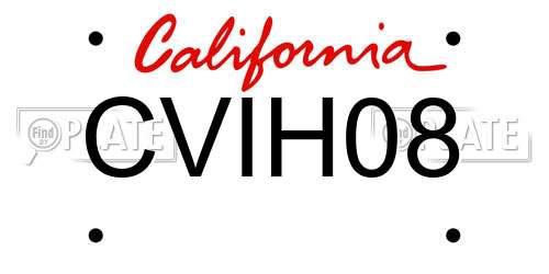 CVIH08 California License Plate