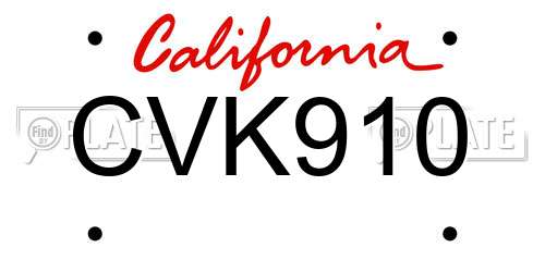 CVK910 California License Plate