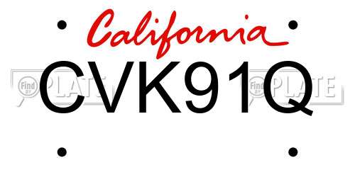 CVK91Q California License Plate