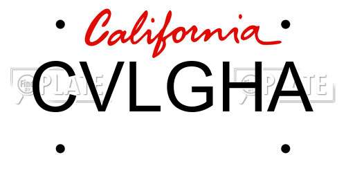 CVLGHA California License Plate