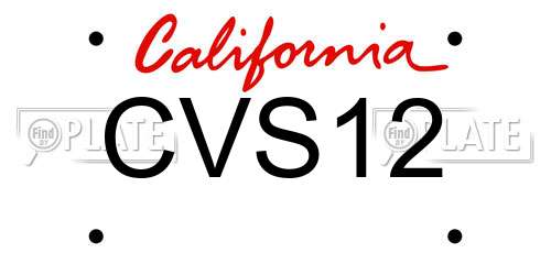 CVS12 California License Plate
