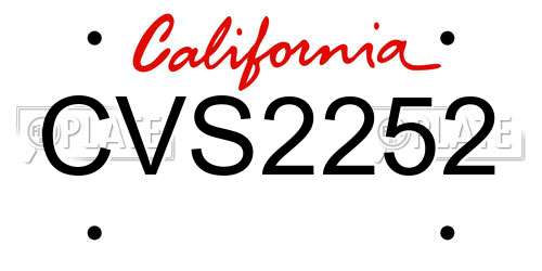 CVS2252 California License Plate
