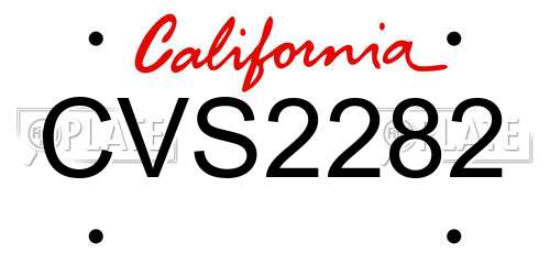 CVS2282 California License Plate