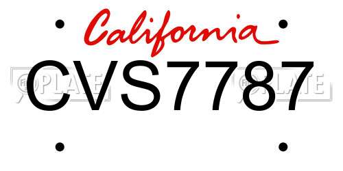 CVS7787 California License Plate