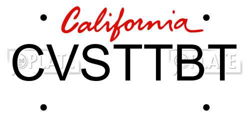 CVSTTBT California License Plate