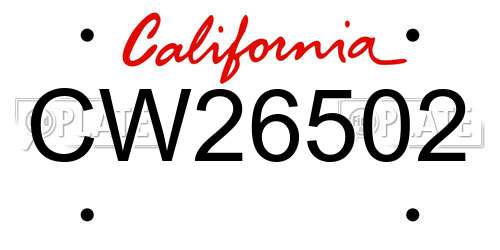 CW26502 California License Plate