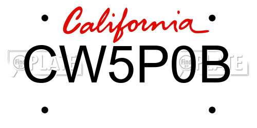 CW5P0B California License Plate