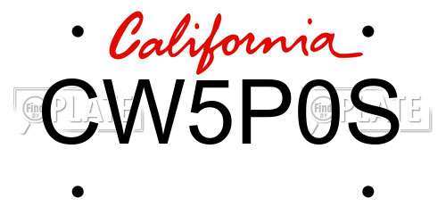 CW5P0S California License Plate