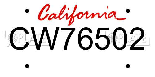 CW76502 California License Plate