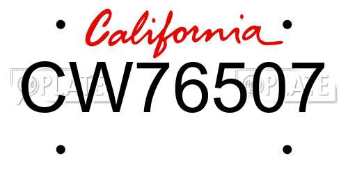 CW76507 California License Plate