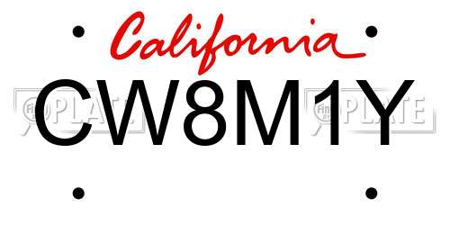 CW8M1Y California License Plate