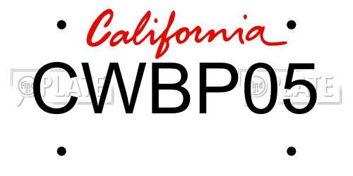 CWBP05 California License Plate