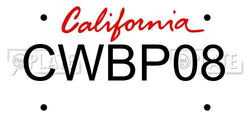 CWBP08 California License Plate