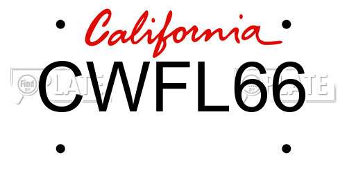 CWFL66 California License Plate