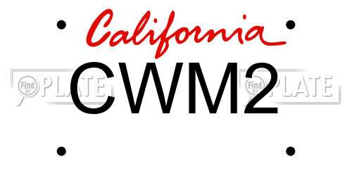 CWM2 California License Plate