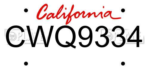 CWQ9334 California License Plate
