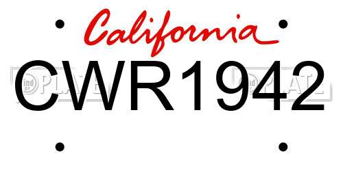 CWR1942 California License Plate